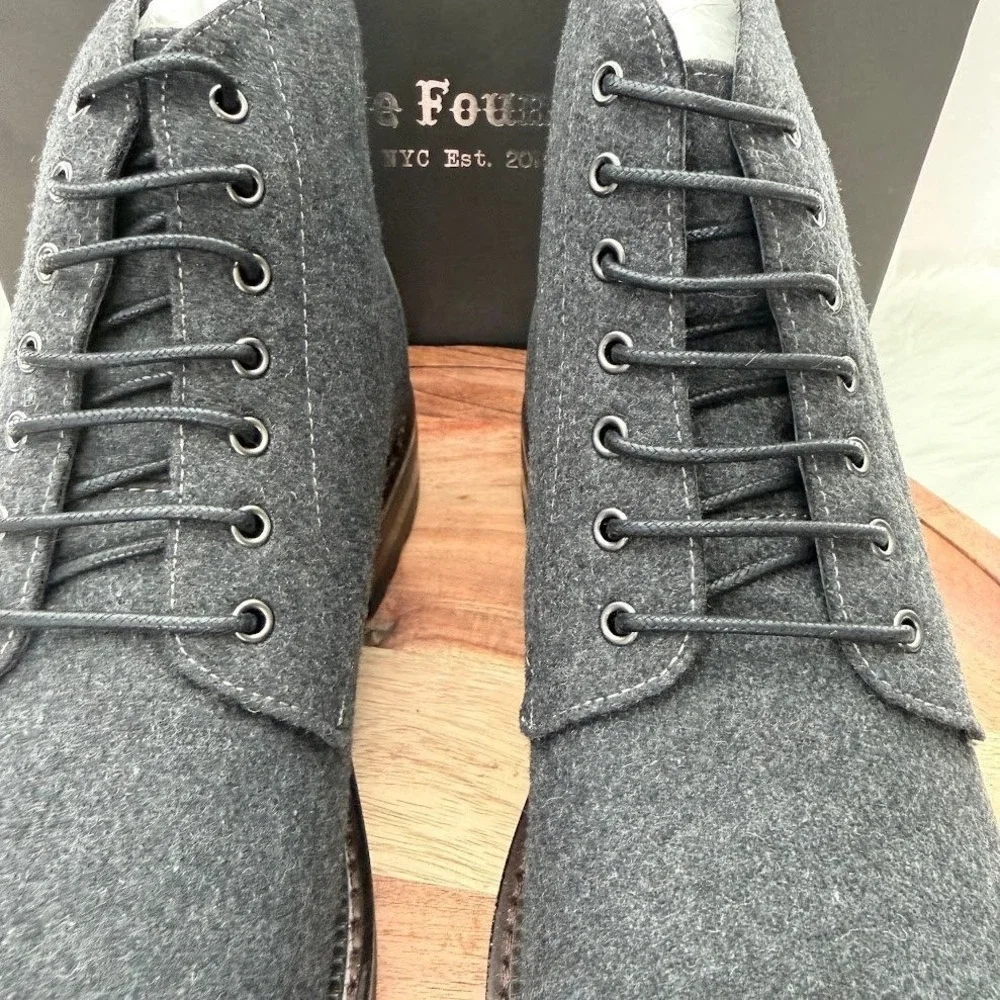 Vintage Foundry Co Remington‎ Black Leather Grey Wool Size 10 Cap Toe Boots  NIB